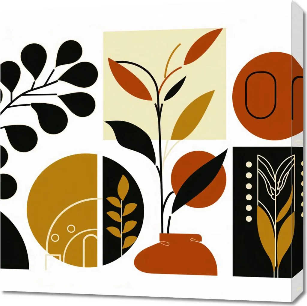 Quadro 70x70 cm Collage Botanico Vintage - Arredo Parete Naturale