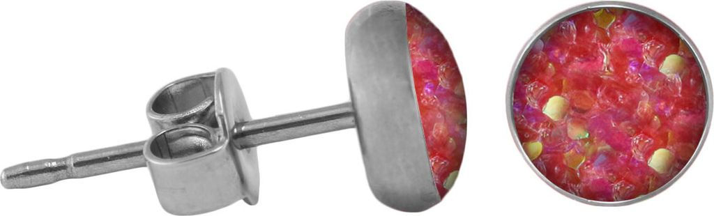 Chirurgenstahl Ohrstecker Glitterline Farbe - Pink-Aurora Borealis Größe - 4 mm