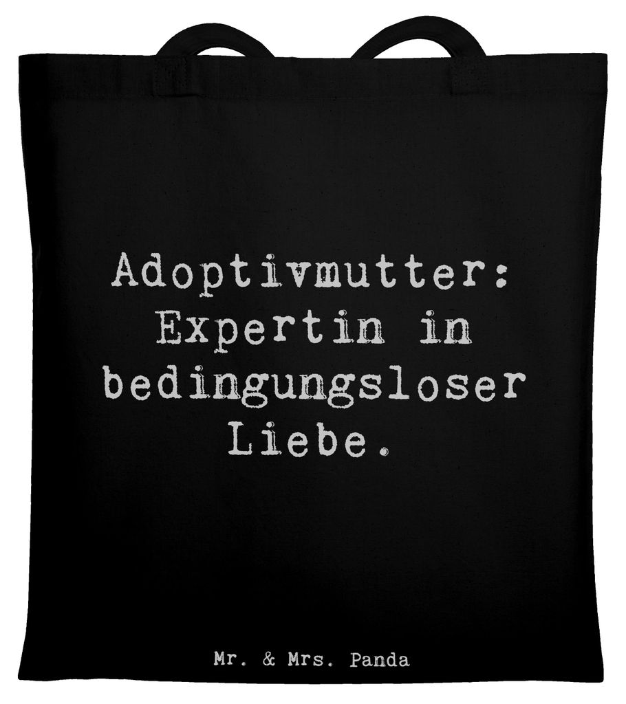 Mr. & Mrs. Panda Jutebeutel Spruch Adoptivmutter Expertin - Schwarz - Geschenk, Verbindung, Unbedingte Liebe, Mutterschaft, Jubiläen, Tote Bag, Er...