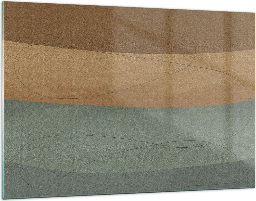 Bilder auf glas - Einteilig - Abstraktion Gold Grün - 120x80cm - Glasbilder - Wandbilder - Bilder - zum Aufhängen bereit - Wanddekoration aus Gla...