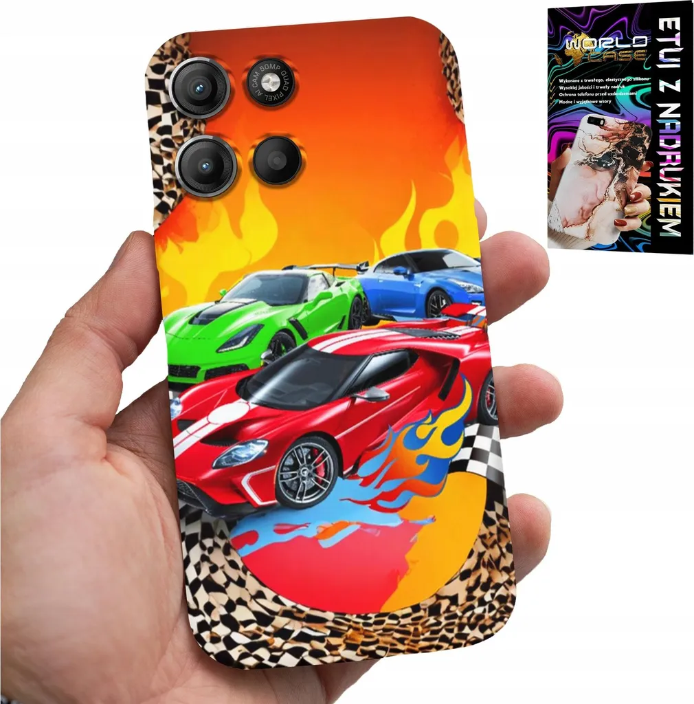 Custodia per Motorola Edge 60 5G - Per bambini, Auto da corsa + Foil