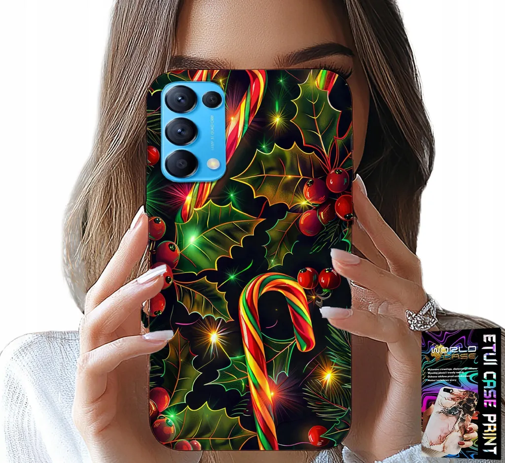 Custodia Natale Oppo Reno5 4G/5G con Vetro Temperato Antigraffio
