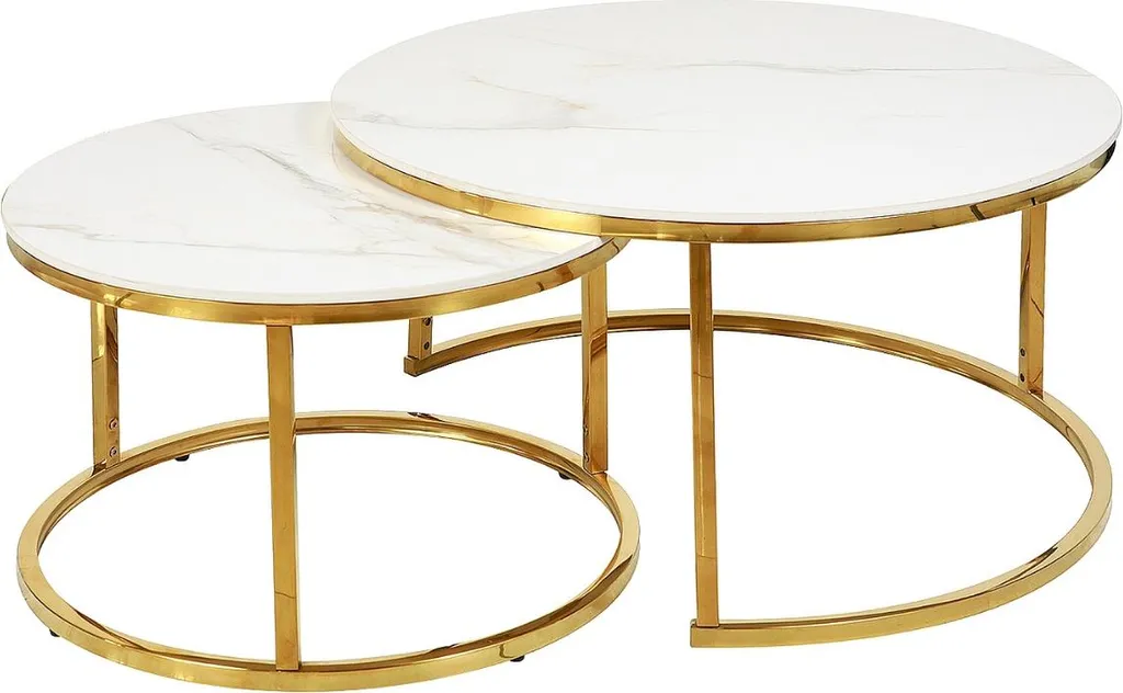 Table basse blanche et dorée JONES 80 avec finitions de qualité - 2