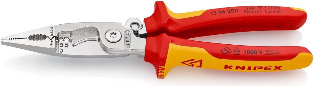 Pince de câblage avec coupe-câble VDE:0.7...1.5 mm² 200 mm Image du produit 