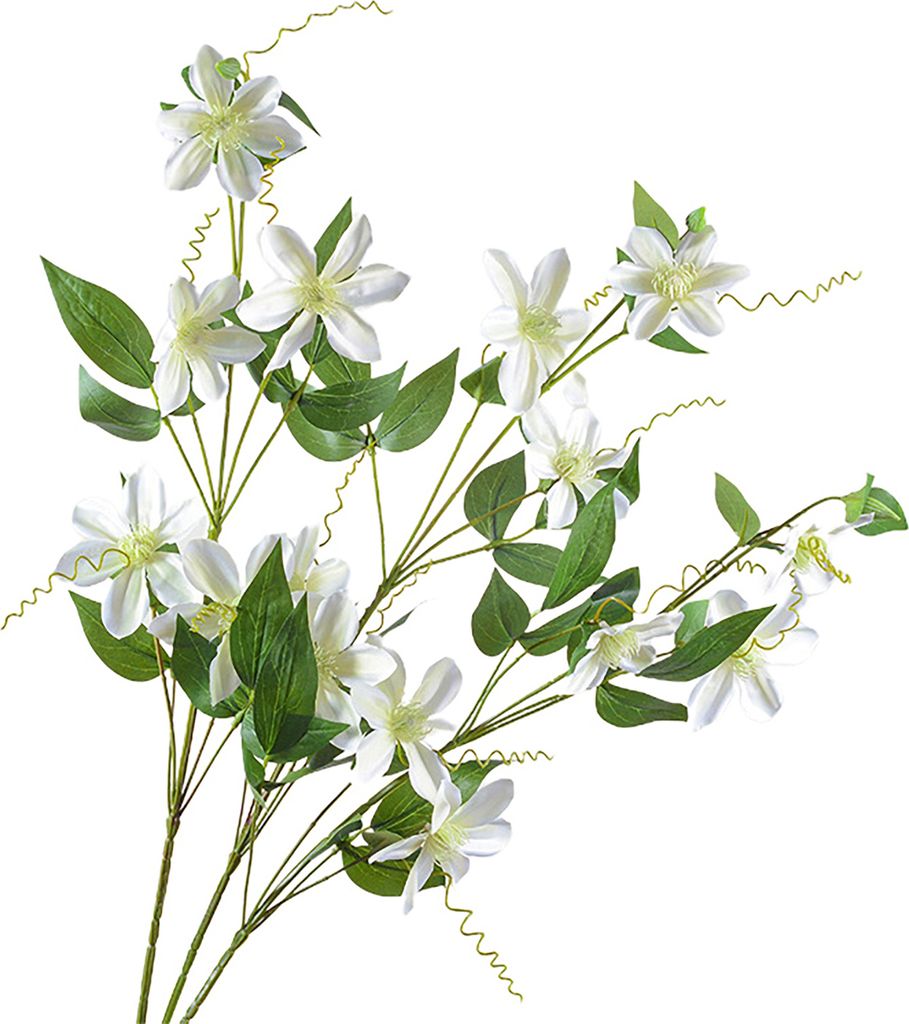 Künstlicher Clematis-Zweig mit Stiel, grüne Blätter, für Zuhause, Hochzeit, Party, Kunstblumen, Blumenarrangement, für drinnen und draußen, G...