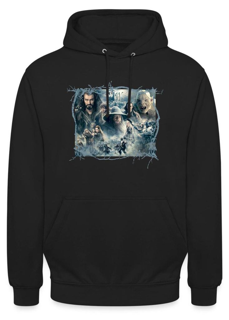 Spreadshirt Der Hobbit Die Schlacht der Fünf Heere Charaktere Uni Hoodie, M, Schwarz