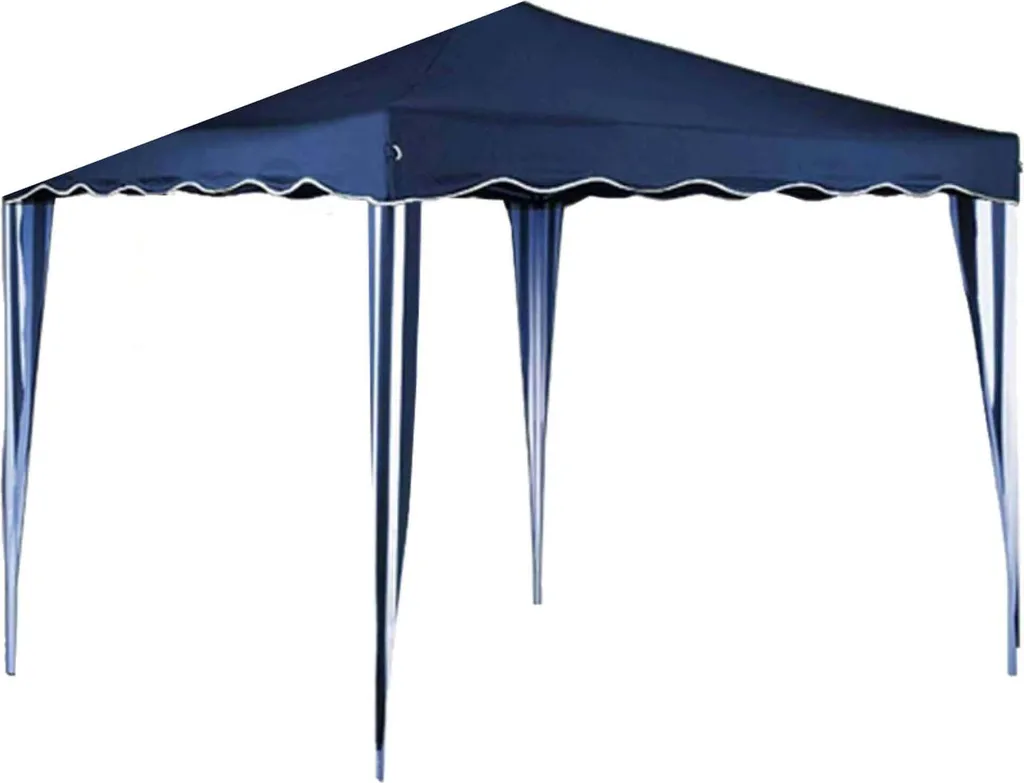 Tonnelle de jardin Marilia 3x3 m bleue - Gazebo fixe en métal robuste