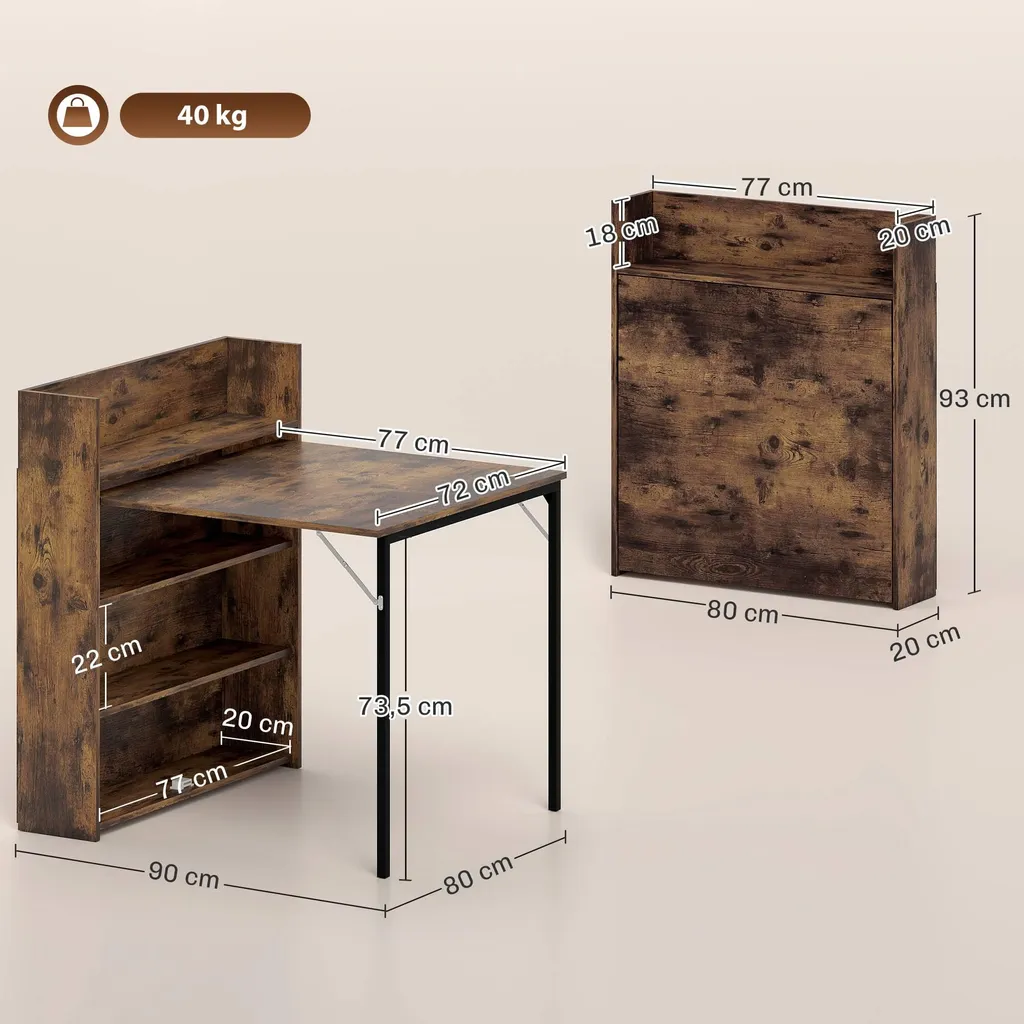 Petite table à manger pliable pour cuisine ou studio avec rangement loft