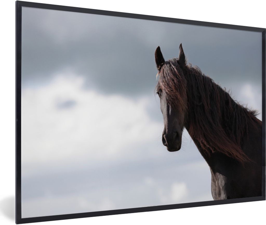 MuchoWow Gerahmtes Poster Pferde - Himmel - Porträt 90x60 cm - Poster mit Schwarzem Bilderrahmen Wandposter Rahmen Foto Bilder - Fotorahmen - Fo...
