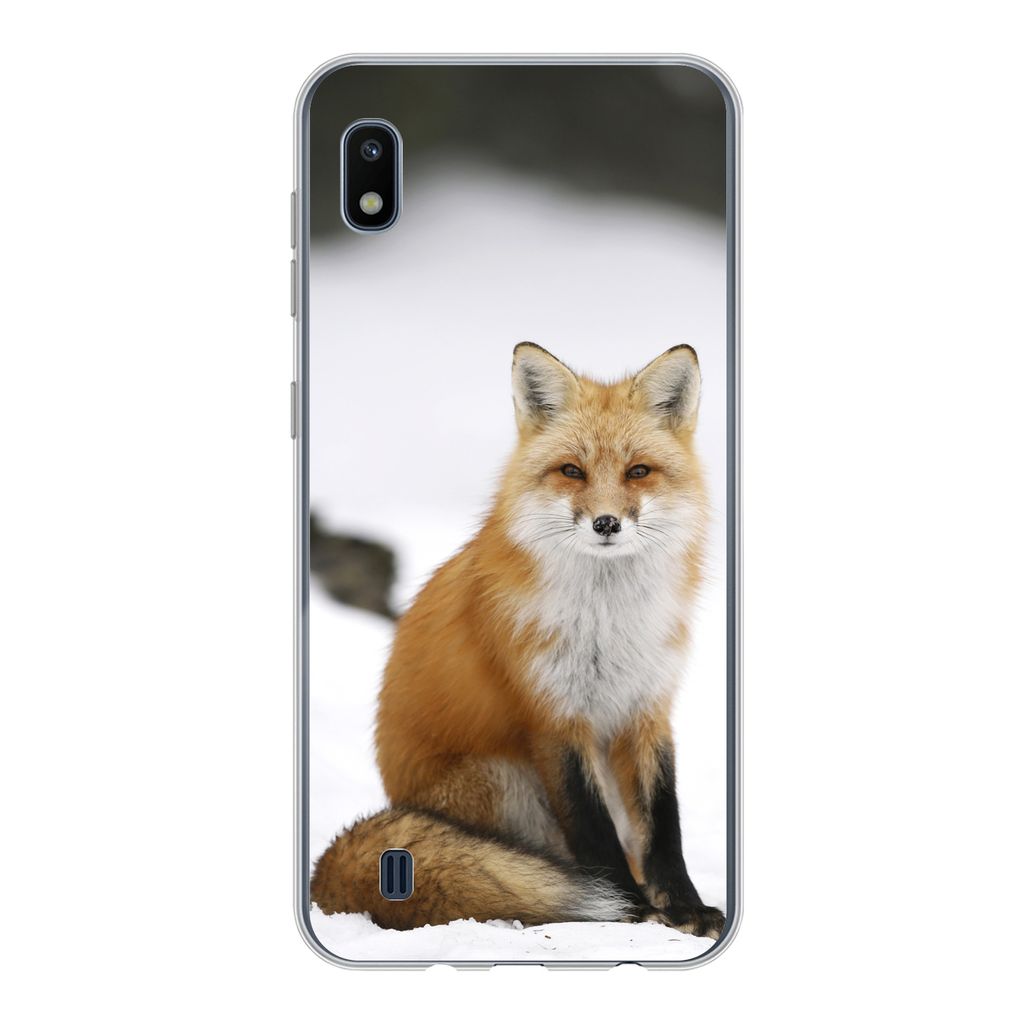 MuchoWow Handyhülle Schutzhülle Hülle für Samsung Galaxy A10 Fuchs - Schnee - Winter Silikon Softcase Handy Hülle - Schutzhülle