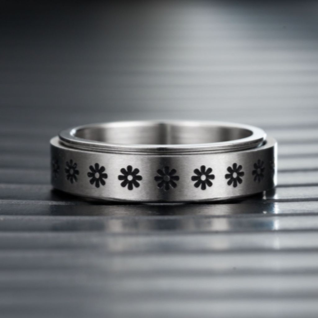 Uni-Ring, geometrisch, künstlerisch, Titanstahl, drehbarer äußerer Fingerring für Party-B,US 6