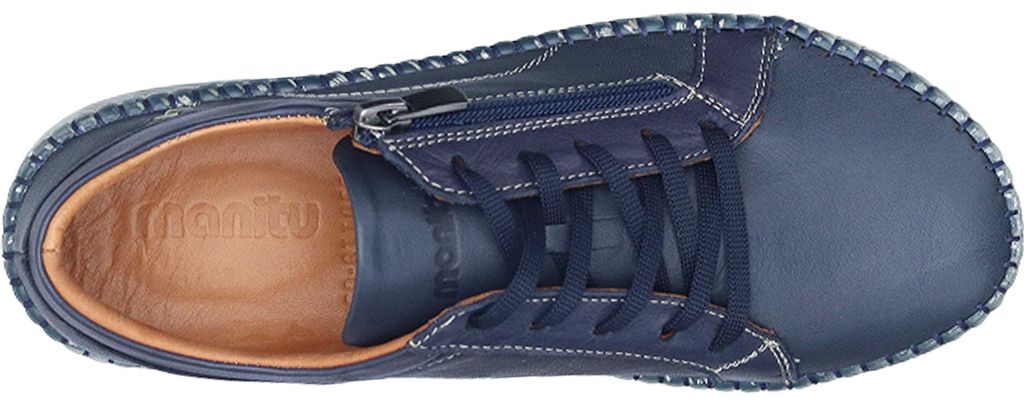 Manitu Damen Schnürschuh mit Reißverschluss und Wechselsohle 850118, Größe:40 EU, Farbe:Blau