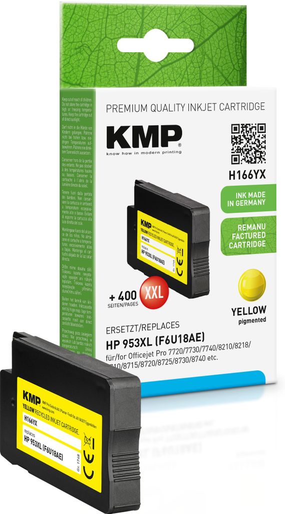 KMP Patrone HP 953XL (F6U18AE) yellow 2000 S. Hybrid-Chip refilled