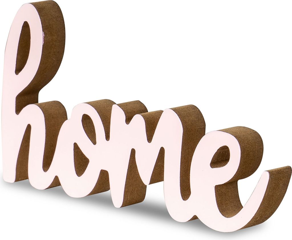 Schriftzug Home L20cm Pastell Rosa Holz Tischdeko Deko Aufsteller Wohndeko