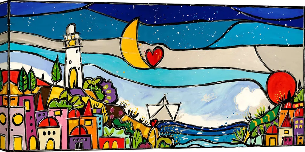 Peinture paysage moderne sur toile canvas Wallas format 100x50 cm déco
