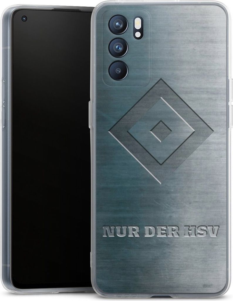 DeinDesign Handyhülle für Oppo Reno 6 5G Silikon Hülle Case Smartphone Schutzhülle HSV Hamburger SV Metallic Look