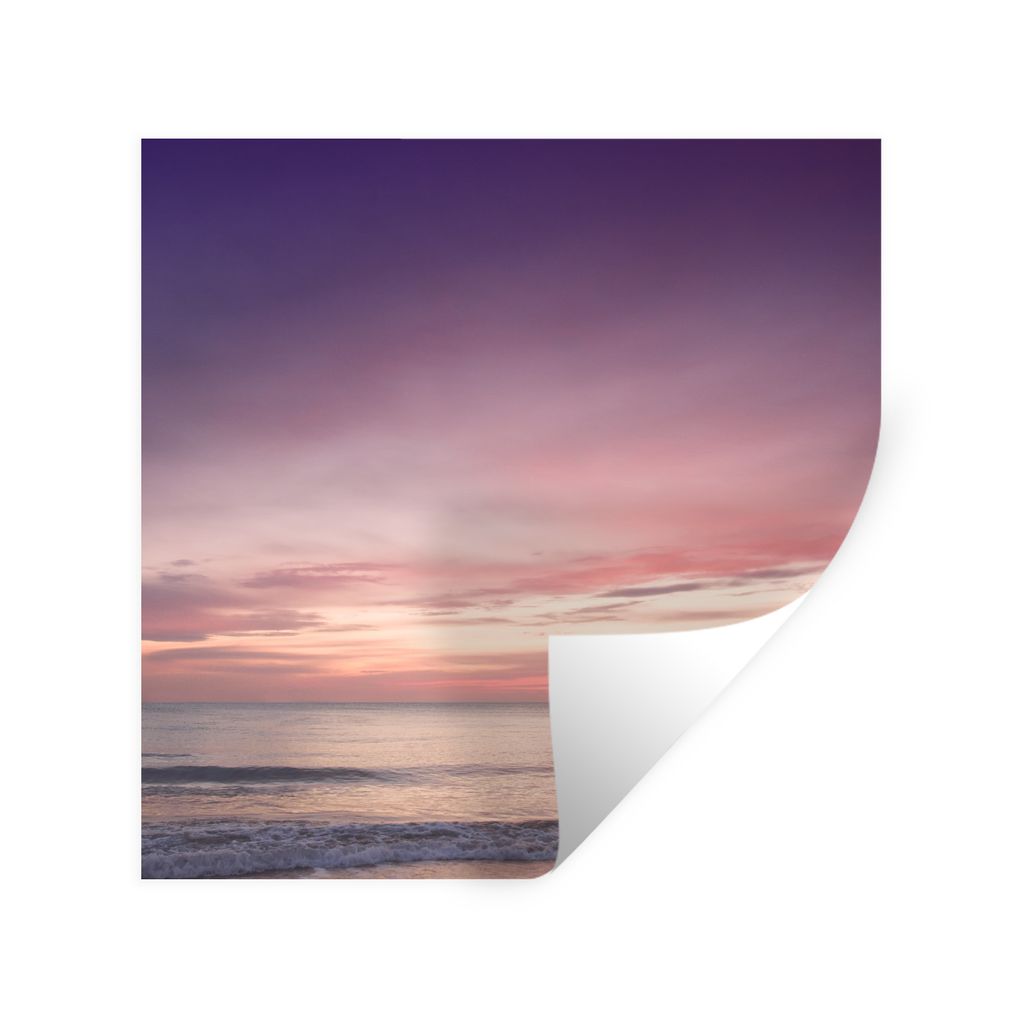 MuchoWow Wandtattoo Wandsticker Wandaufkleber Himmel - Lila - Meer 30x30 cm Selbstklebend und Repositionierbar - Repositionierbar - Wasser abweisend