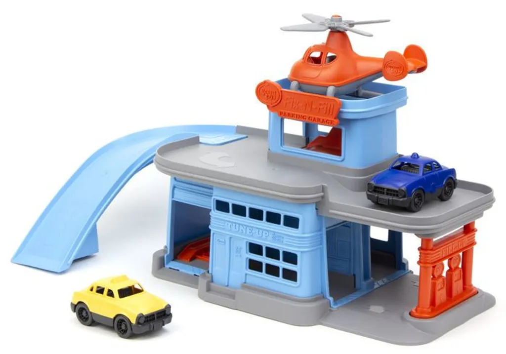 Double Garage Bleu Éco-responsable sans BPA avec Accessoires de Jeu - 3