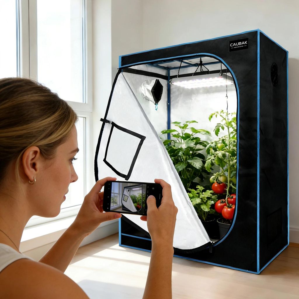 Pflanzzelt - Growbox - Größe 120x60x150 cm - Oxford 600D - Reflektierende Diamantfolie - Eisenrohrrahmen mit Metallecken - Belüftungsfenster - W...