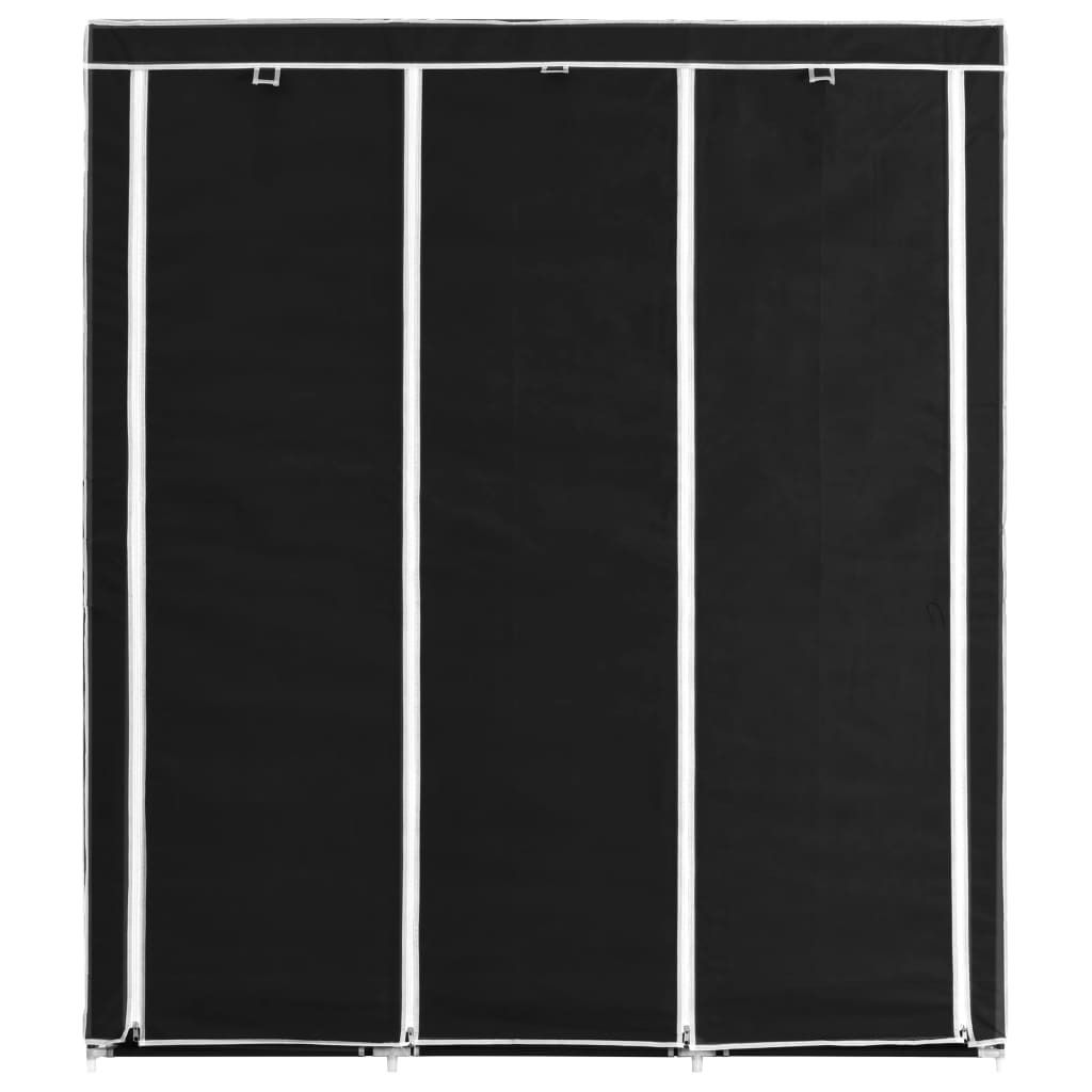 "im Sonderangebot"Kleiderschrank - Schwebetürenschrank - praktischem Design - mit Fächern Stangen Schwarz 150x45x175cm Stoff DEMöbel 2463621