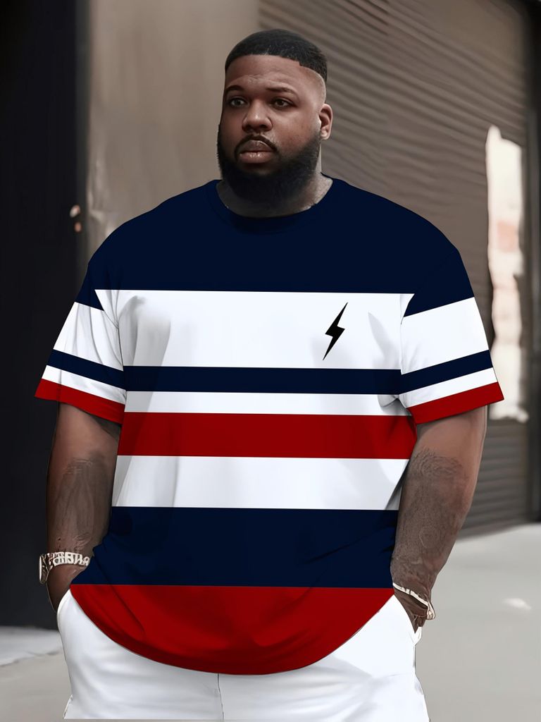Men'S Plus Size Print T-Shirt, Plus Size Men'S Print Short Produktbild 