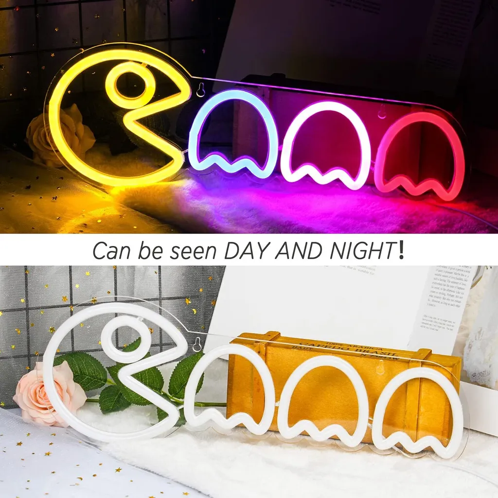 Néon Bouclier Gaming LED - Veilleuse Murale Déco Chambre Gamer Bleue - 7