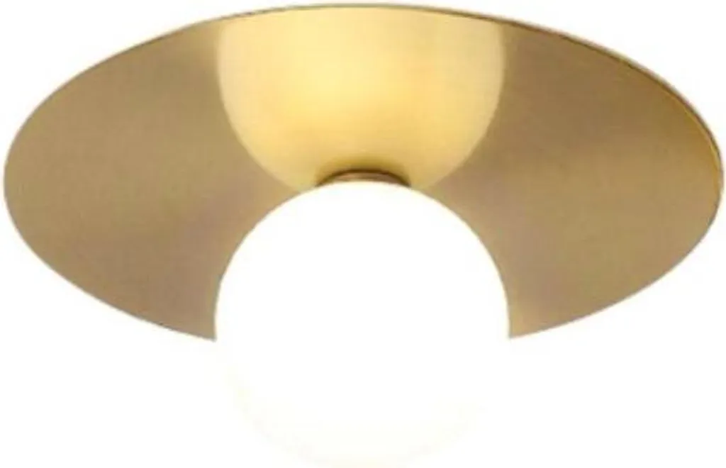Sombre - Plafonnier Moderne 35 cm avec Sphère Laiteuse en Laiton Or