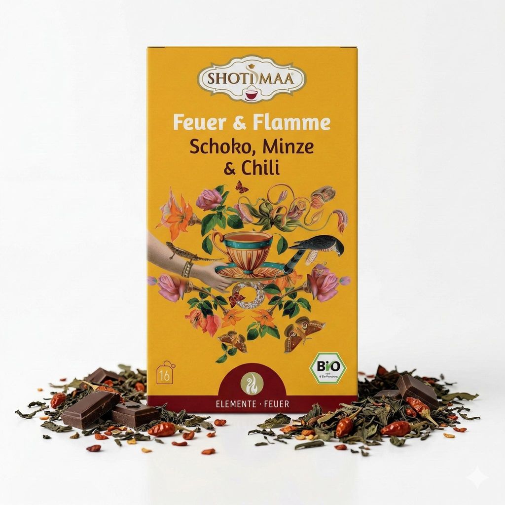 Shoti Maa  Ayurveda-Tee - Feuer & Flamme - Schoko, Minze & Produktbild 