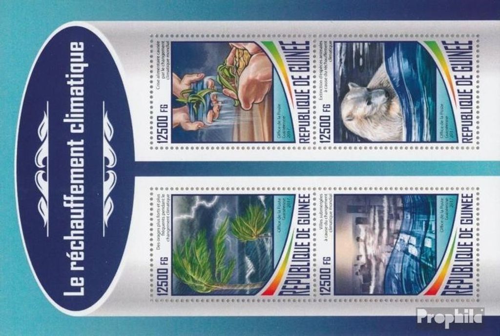Briefmarken Guinea 2017 Mi 12675-12678 Kleinbogen (kompl. Ausgabe) postfrisch Die globale Erwärmung