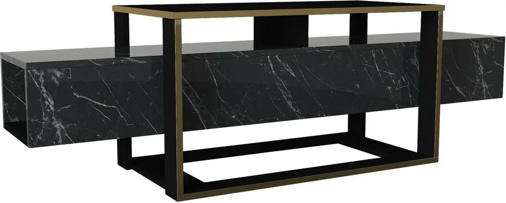 Meuble TV Mobile Jo Noir 160 cm : Fini les Reflets et l'Encombrement