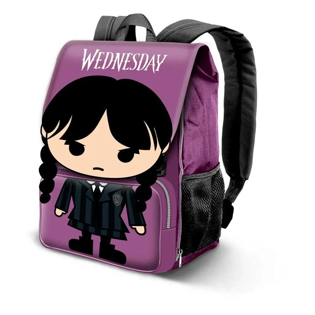 Grand sac à dos à rabat Mercredi Addams 45cm - Bagage Karactermania Chibi