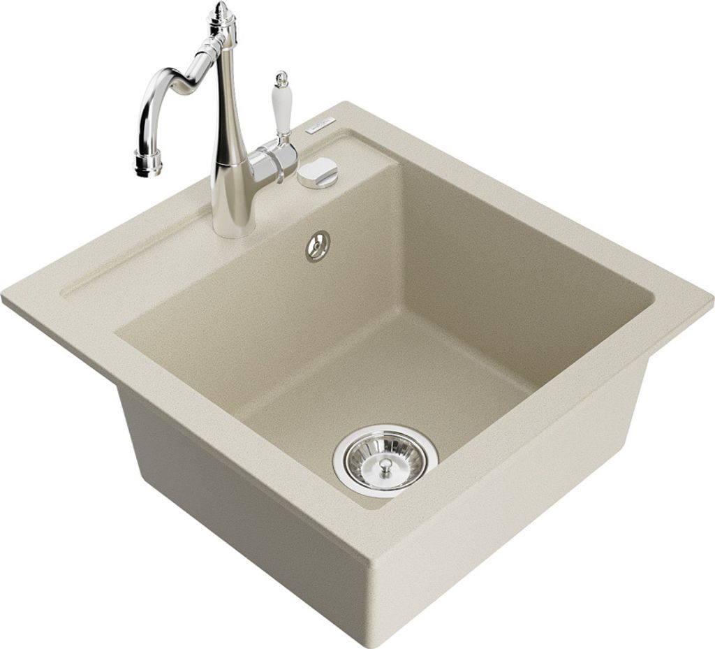 Mexen Vito 1-Becken-Granit-Spüle mit Mischbatterie Carla, Beige - 6503-69-670700-00