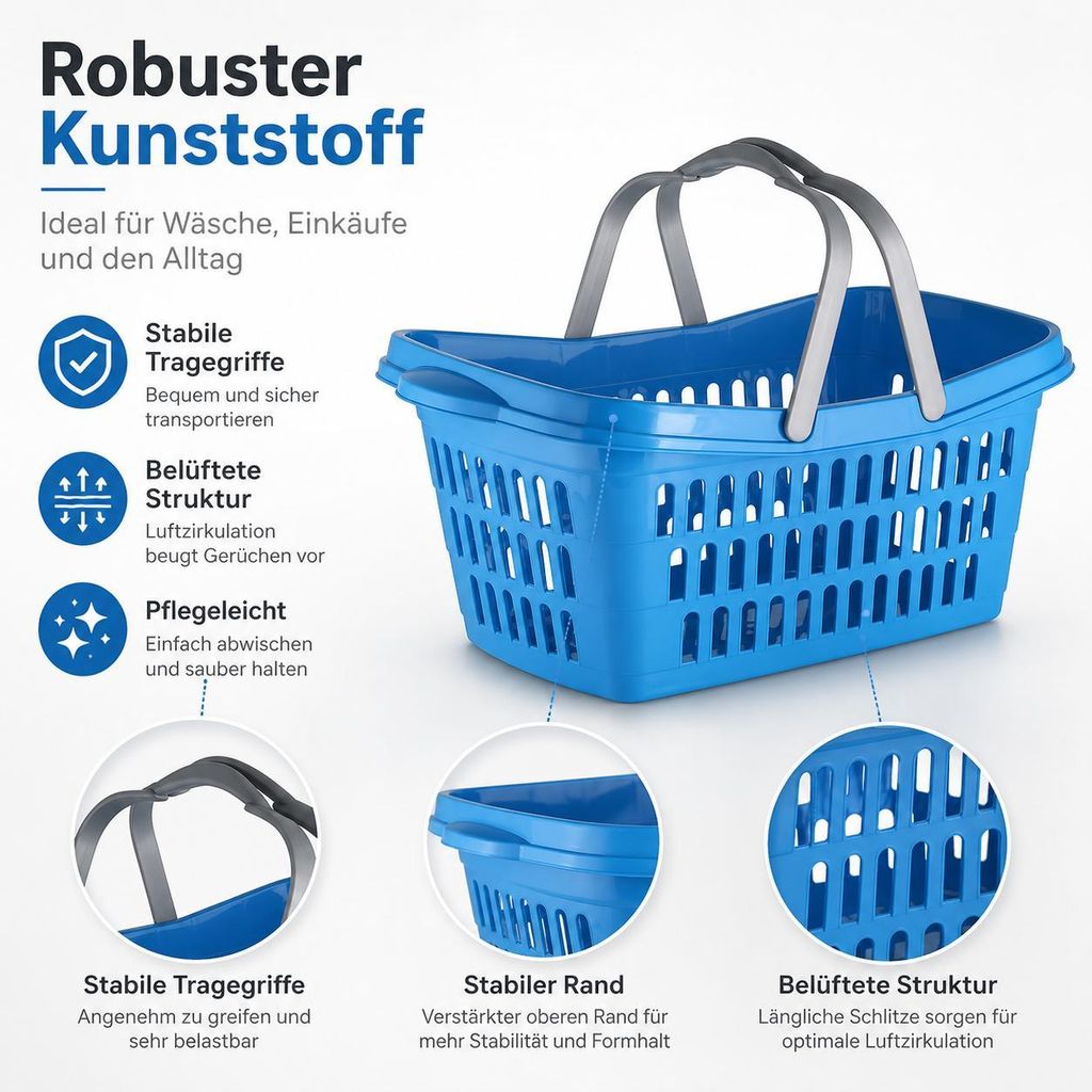 Farbenfroher Wäschekorb aus Kunststoff 60 cm – Robust und