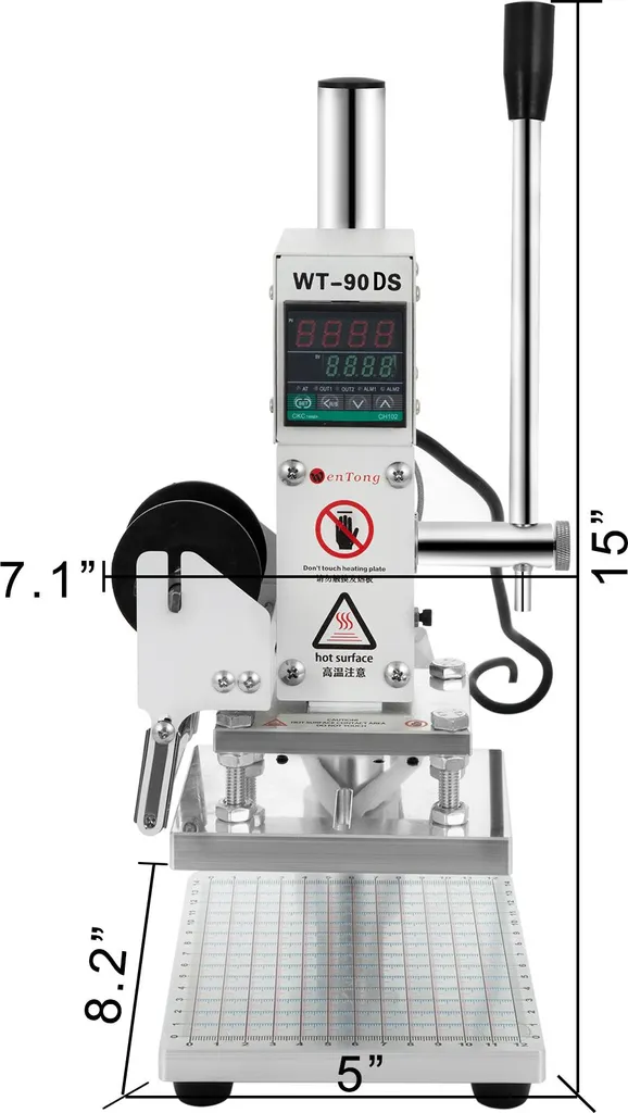 VEVOR Macchina di stampa a caldo 8 x 10 cm Macchina di stampa a caldo, 300 W Macchina di stampa a caldo, Macchina di bronzatura con scala, cursore di posizionamento, schermo LCD, stampa di bronzatura della pelle - 8