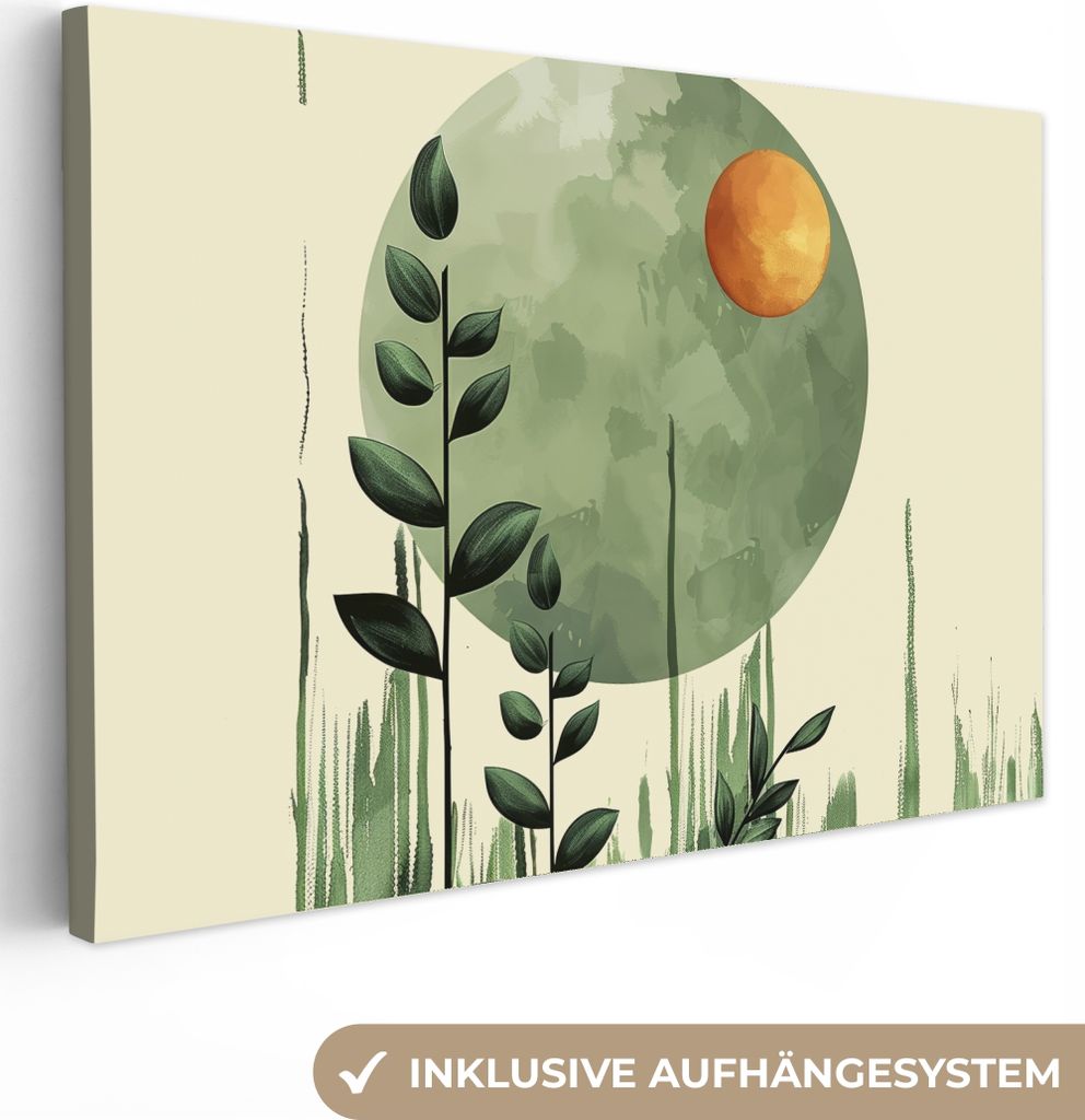 MuchoWow - Leinwandbilder - Abstrakt - Natur - Kunst - Sonne - Modern, Wandbild, Wanddeko Bilder Wohnzimmer, 90x60 cm
