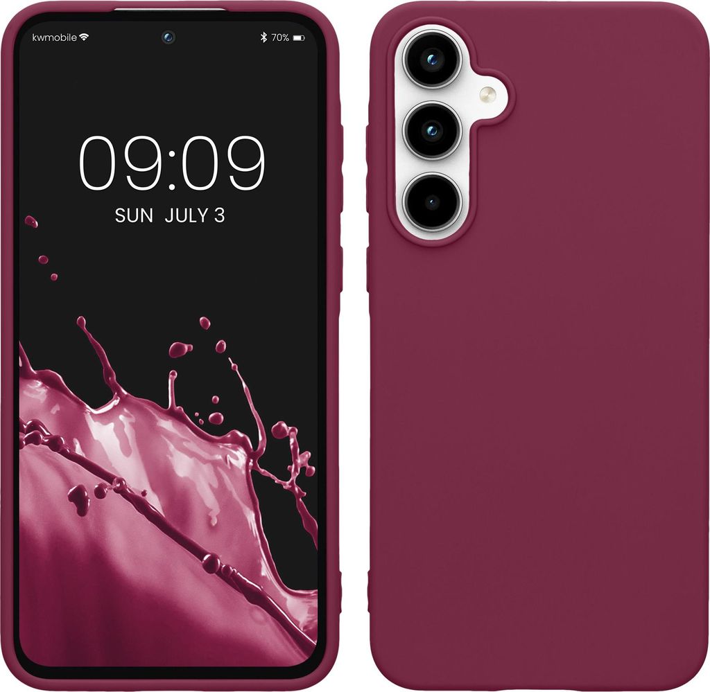 kwmobile Hülle kompatibel mit Samsung Galaxy A55 5G Hülle - weiches TPU Silikon Case - Cover geeignet für kabelloses Laden - Magenta Lila