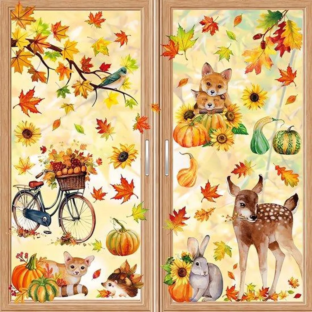 Autocollants Feuilles d'Automne 20x30 cm Double Face pour Décoration