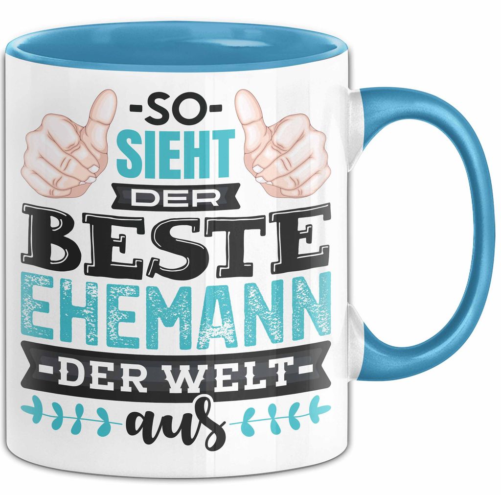 Witzige Tasse Geschenk So Sieht Der Beste Ehemann Der Welt Aus (Blau)