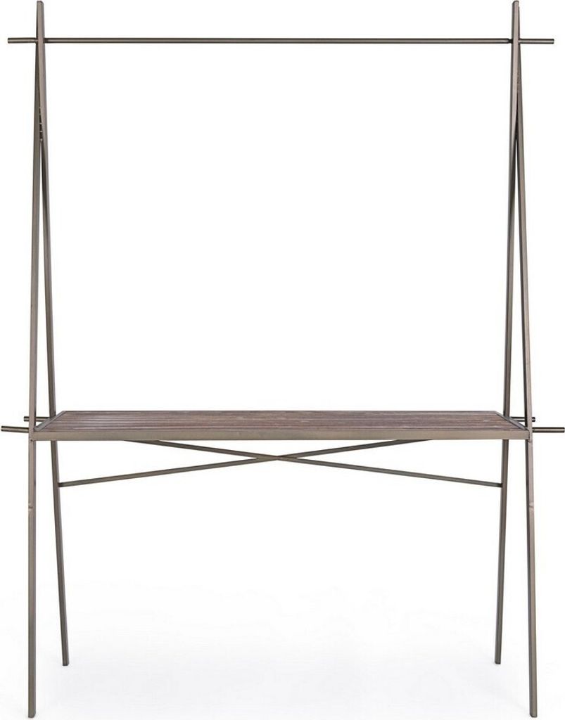 Ausstelltisch 151,5 x 48 x 198 cm Stahl und Tannenholz Tisch Ausstellung Neu