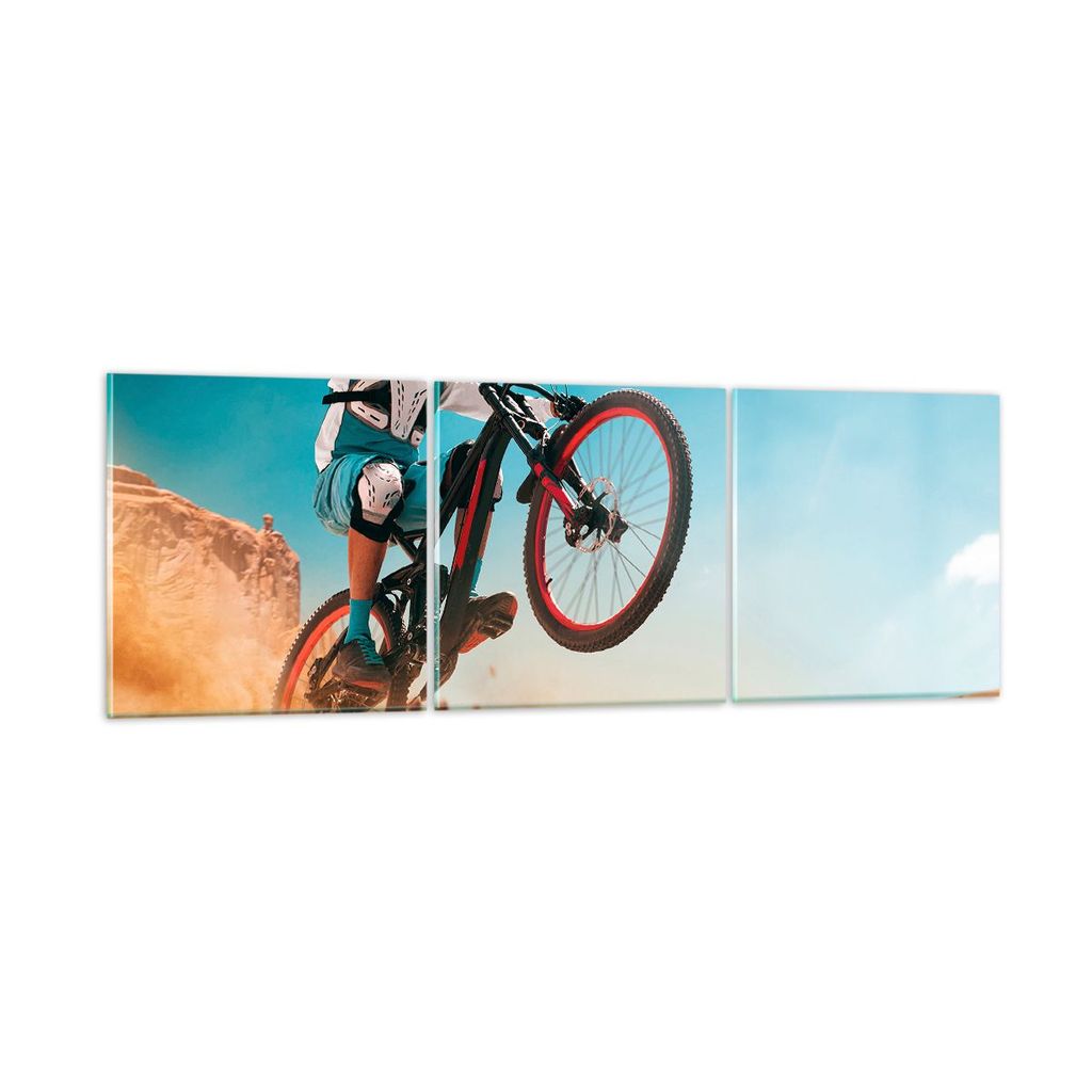 Bilder auf glas - Fahrrad Sport Helm - 120x40cm - Glasbilder - Wandbilder - Kunstdruck - zum Aufhängen bereit - Wanddekoration aus Glas - Glas Bil...