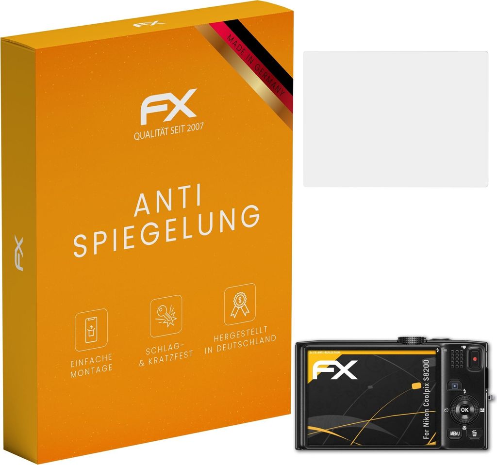 atFoliX FX-Antireflex 3x Schutzfolie kompatibel mit Nikon Coolpix S8200 Displayfolie