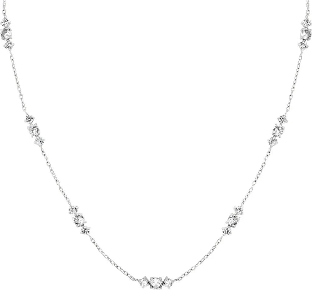 Pendentif femme trois cristaux et collier acier inoxydable moderne