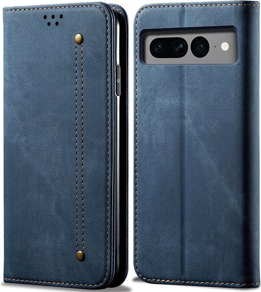 Google Pixel 8 Hülle, Leder Brieftasche Flip Bookstyle Schutzhülle mit Standfunktion für Google Pixel 8 Blau