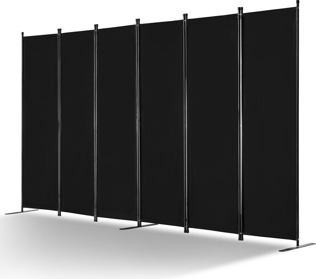 Raumteiler Paravent Trennwand - 3110 mm - 6 Paneele - Sichtschutz Schwarz - Büromöbel - flexibler Raumaufteiler