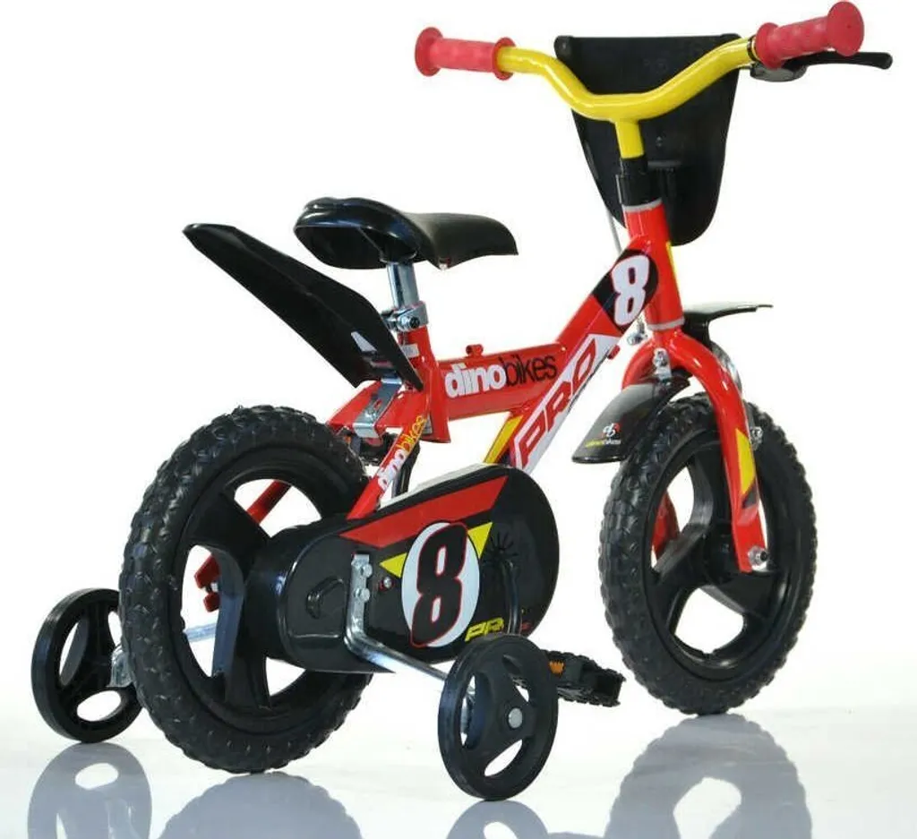 Vélo 12 pouces garçon Dino Pro Cross Rouge/Noir avec roues stabilisatrices - 12