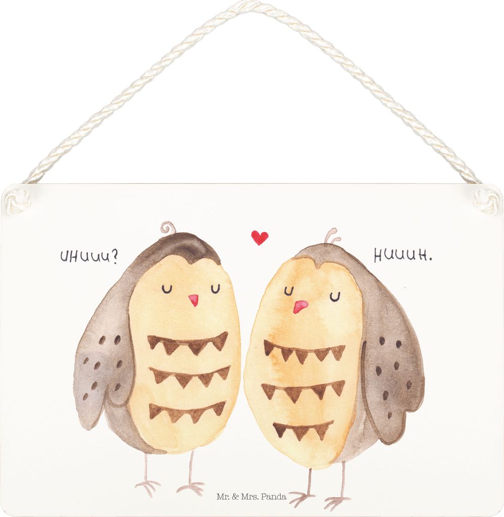 Mr. & Mrs. Panda Schild Eulen Liebe DIN A5 - Weiß - Produktbild 