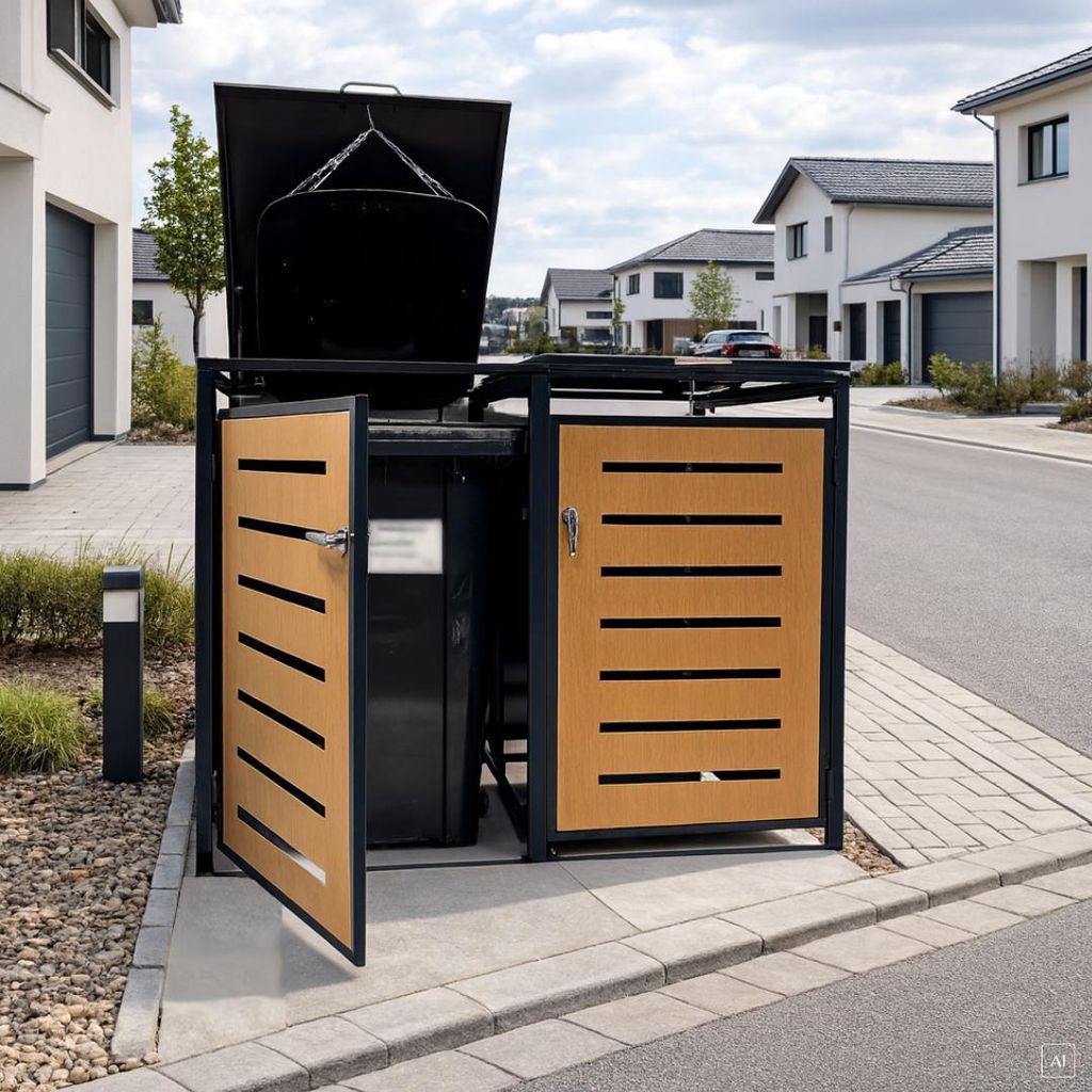 abc HOME Mülltonnenbox 2er Set 240L Metall Anthrazit Produktbild 