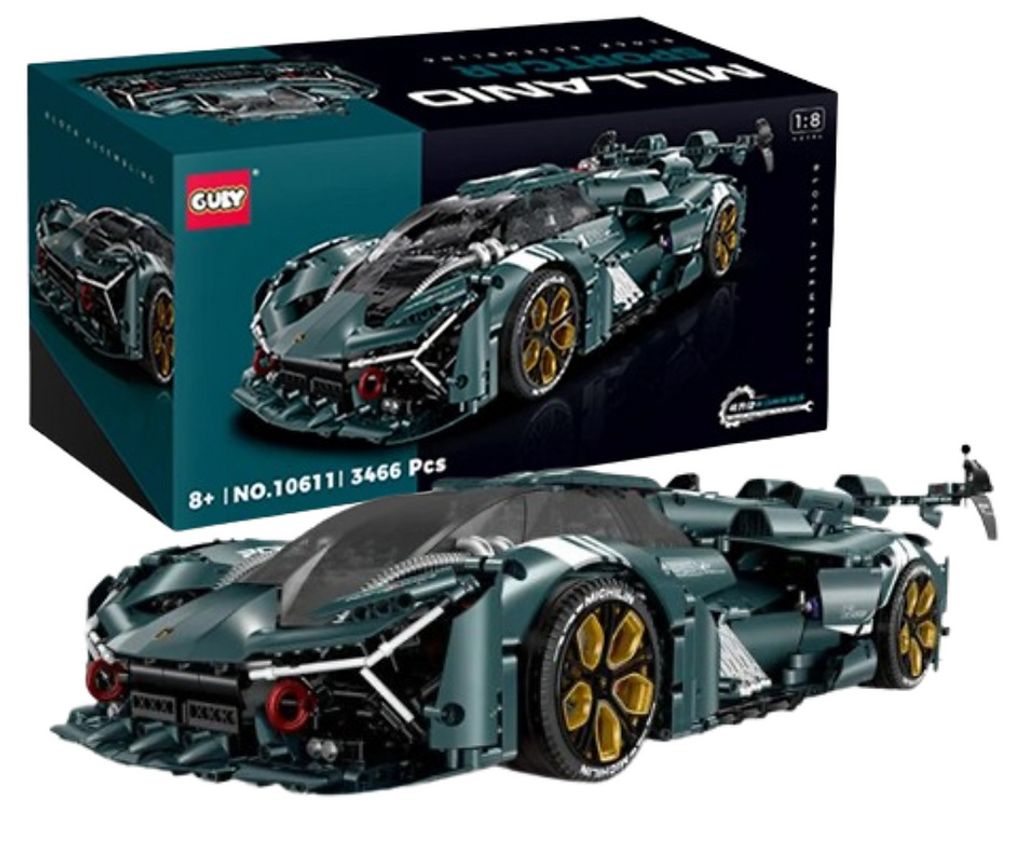 Guly 10611 Terzo Millanio Sports Car 3.466 Teile RC-Version ferngesteuert Klemmbausteine Auto Sportwagen Technik Bausteine Hyper Car
