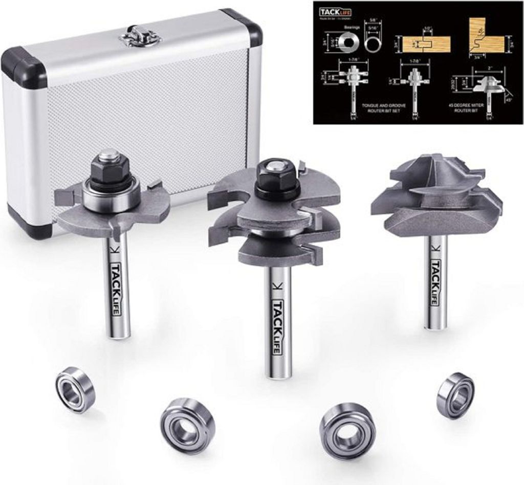 TACKLIFE 1/4-Zoll-Schaft-Fräser-Bit-Set, Nut- und Feder-Fräser-Bits und Schloss-Gehrungs-Fräser-Bit | RB31C