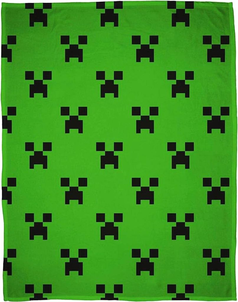 Minecraft - Decke, Fleece TC697 (150 cm x 100 cm) (Grün/Schwarz)